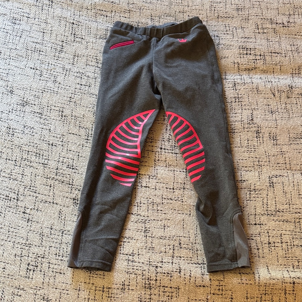 Gray and Pink Girls Equestrian Horseback Riding Pants - Sz 8